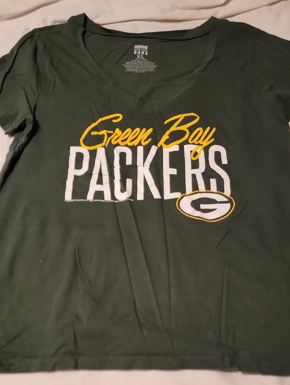 Junk Food Clothing Green Bay Packers V-Neck Tee - Green, White, Yellow